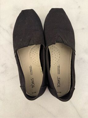 TOMS Women's Alpargata Canvas Slip-On Flats BLACK SIZE 7.5
